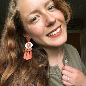 Terracotta Polymer Clay Eye Statement Earrings